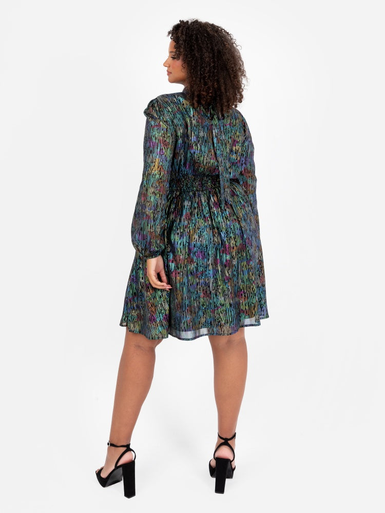Lovedrobe Metallic Long Sleeve Mini Dress