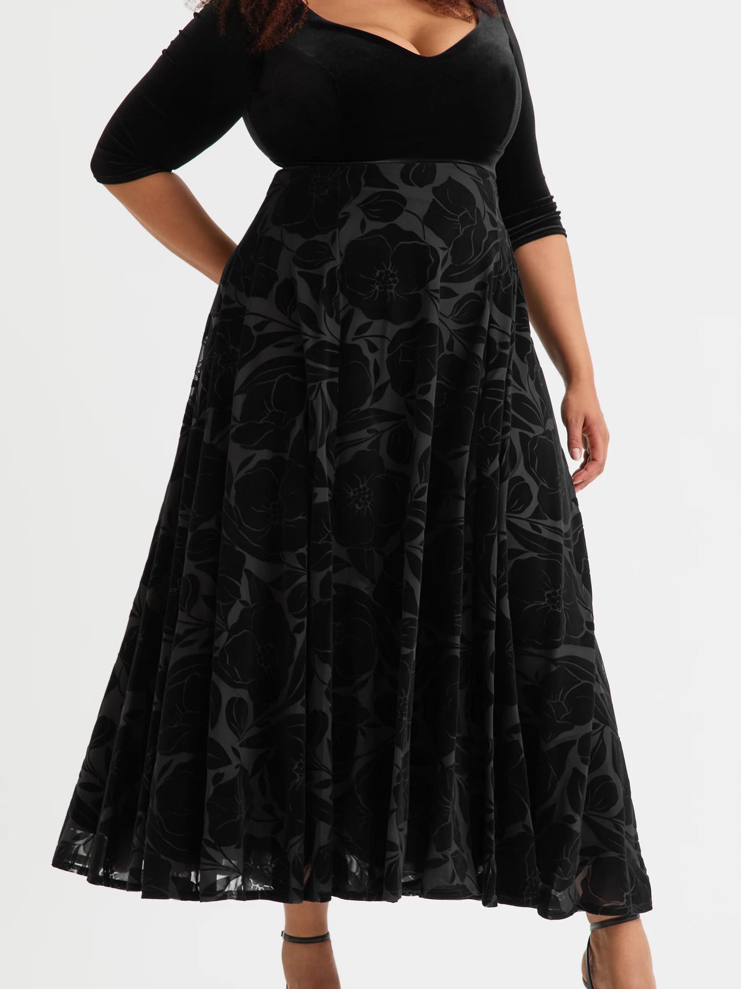 Scarlett & Jo Black Velvet 2 in 1 With Flock Skirt