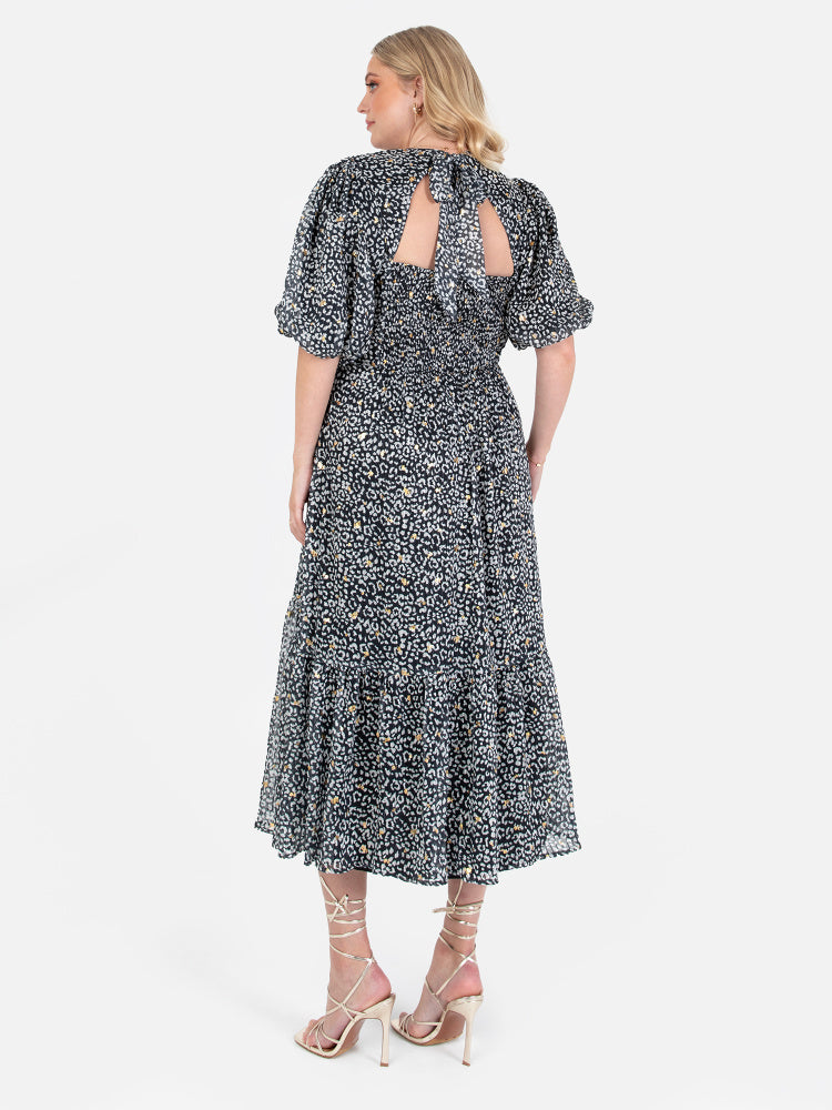 Lovedrobe Animal Print Faux Wrap Dress With Gold Detail