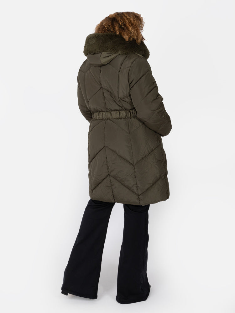 Lovedrobe Chevron Hooded Puffer Coat