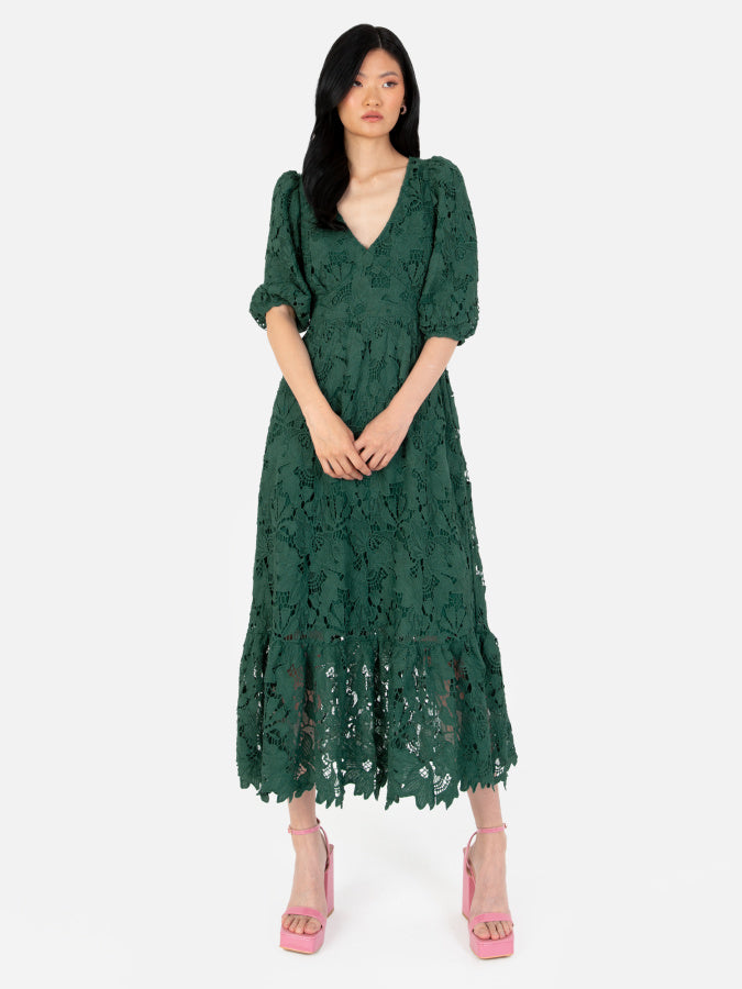 Maya Floral Lace Midaxi Dress
