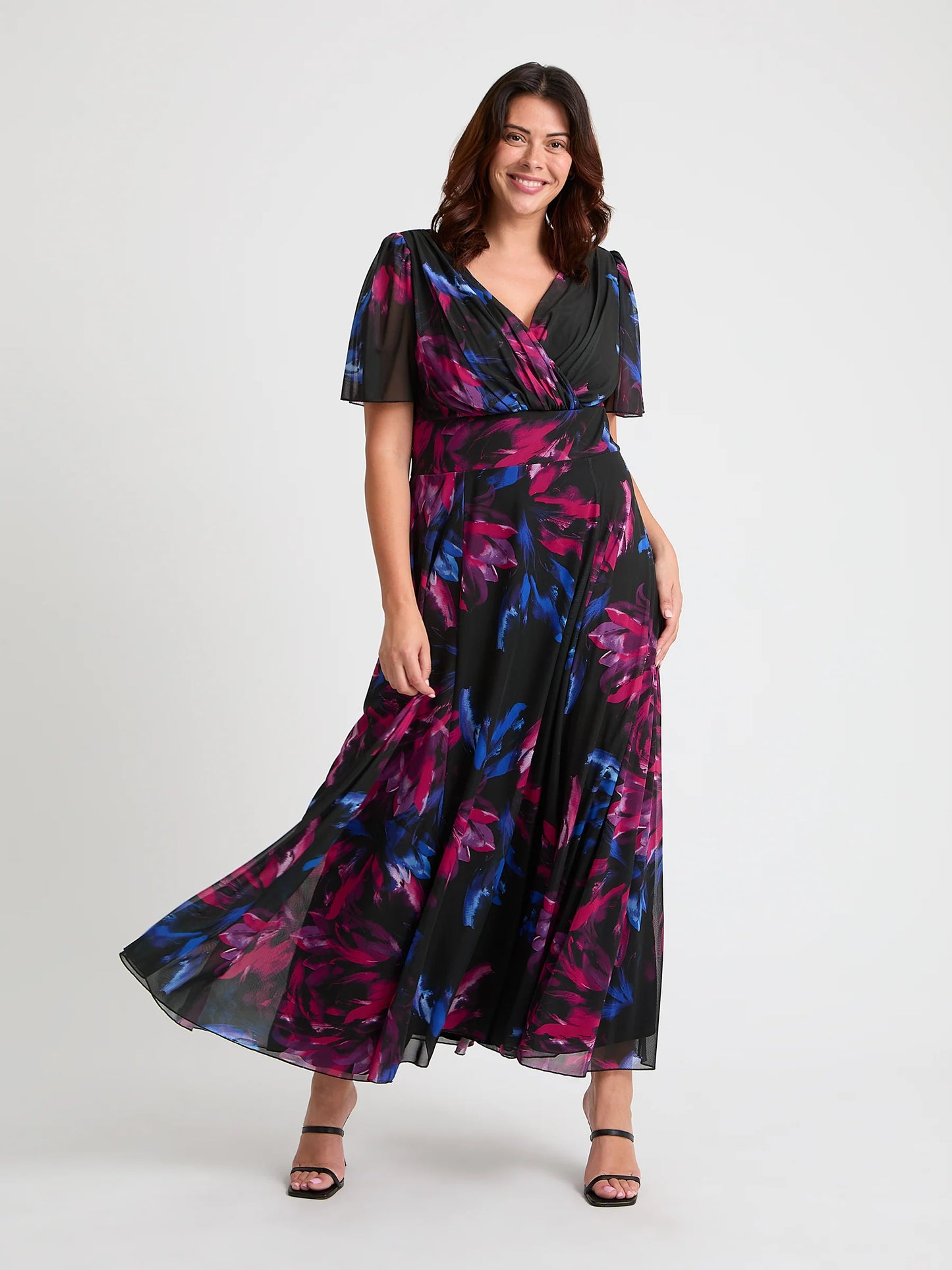 Scarlett & Jo Isabelle Black Pink Cobalt Maxi Dress