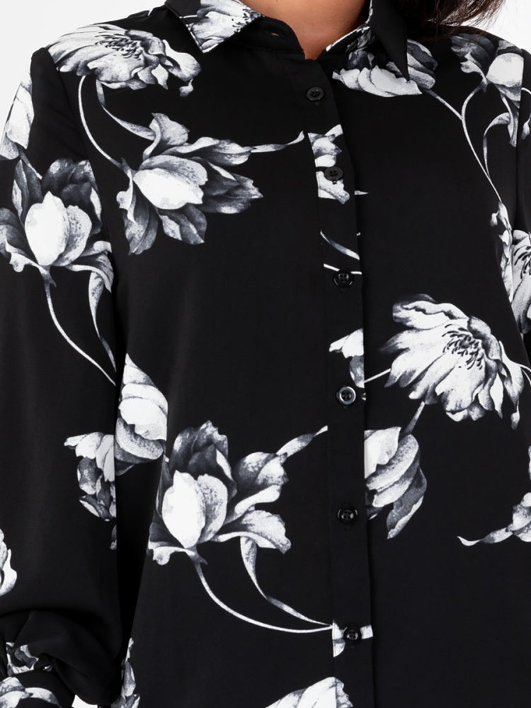 Lovedrobe Oversized Satin Print Shirt