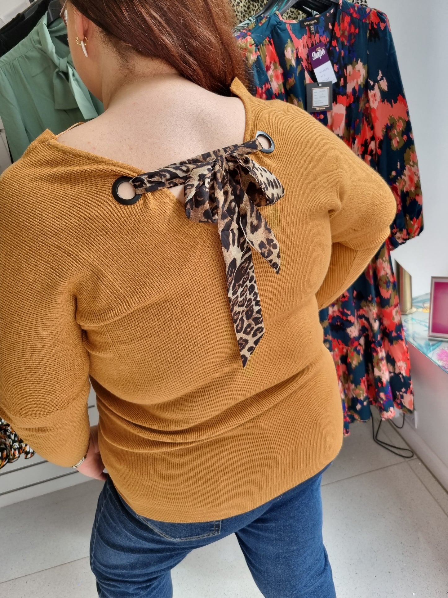 Leopard Bow Back Jumper