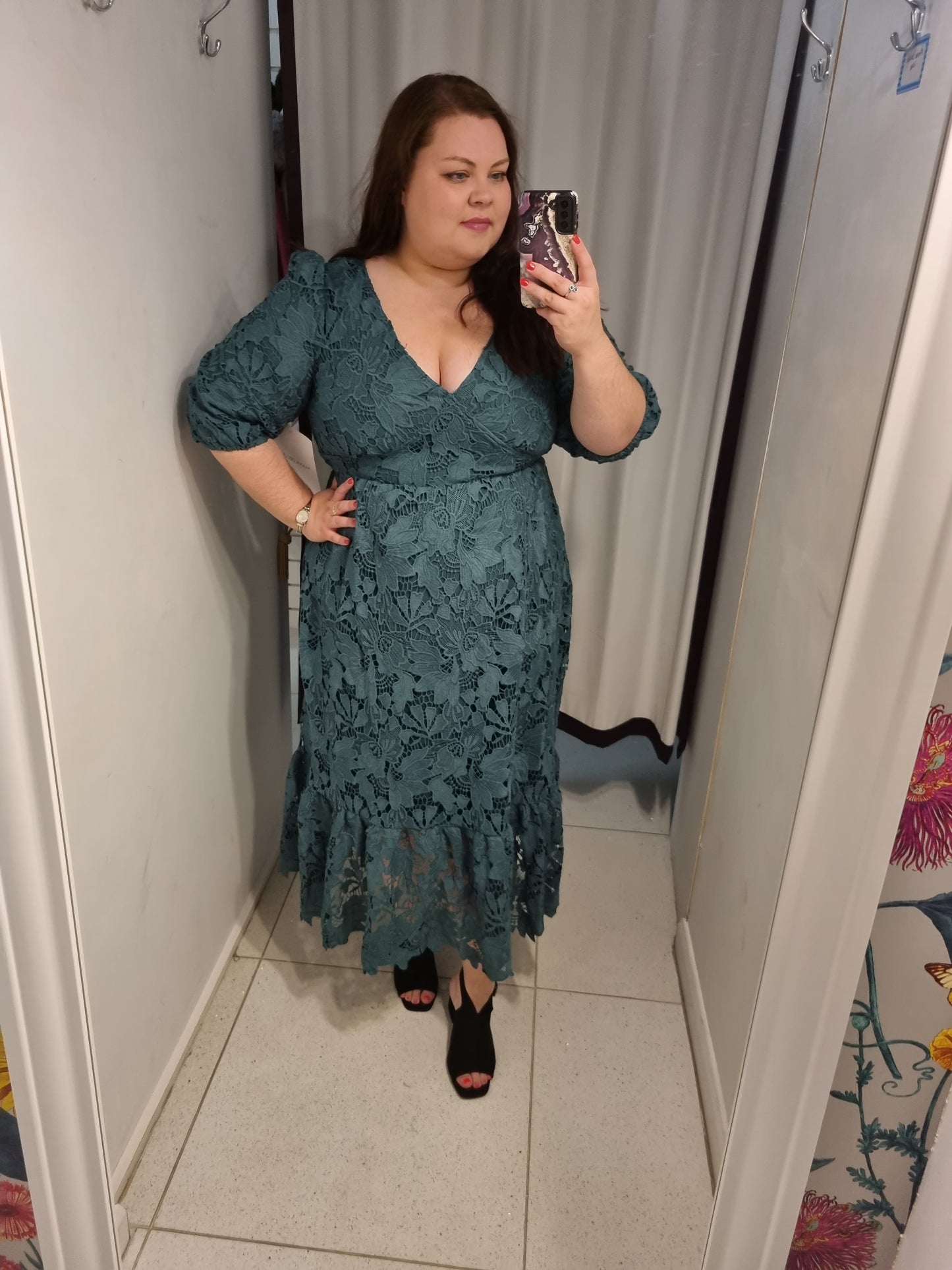 Maya Floral Lace Midaxi Dress