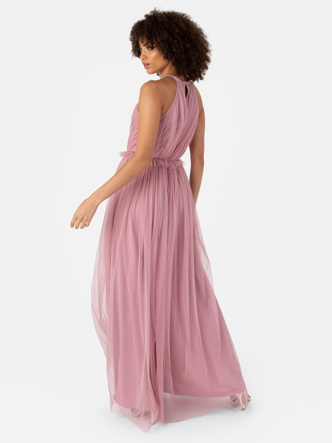 Anaya Blush Pink Keyhole Halter Neck Maxi Dress