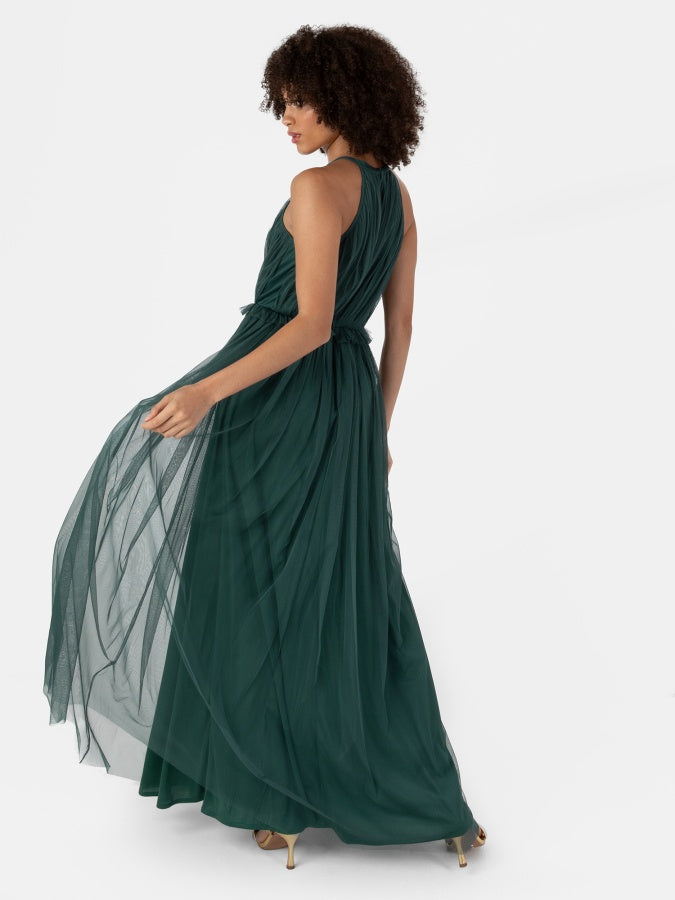 Anaya Emerald Green Keyhole Halter Neck Maxi Dress