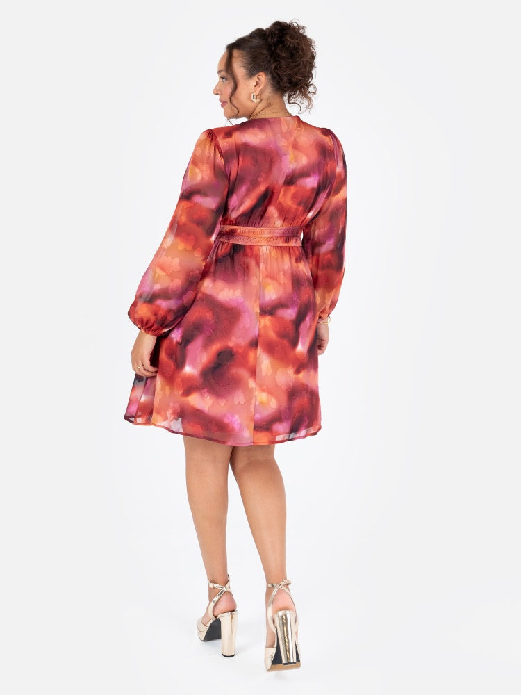 Lovedrobe Floral Burnout Long Sleeve Mini Dress