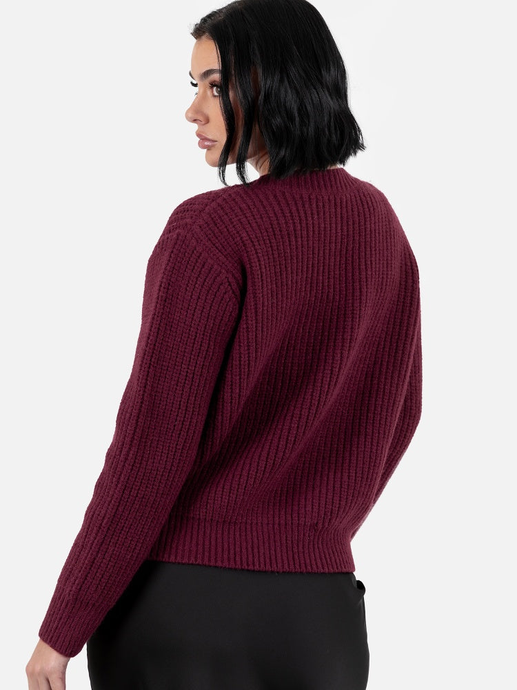 Lovedrobe Bow Button Round Neck Cardigan