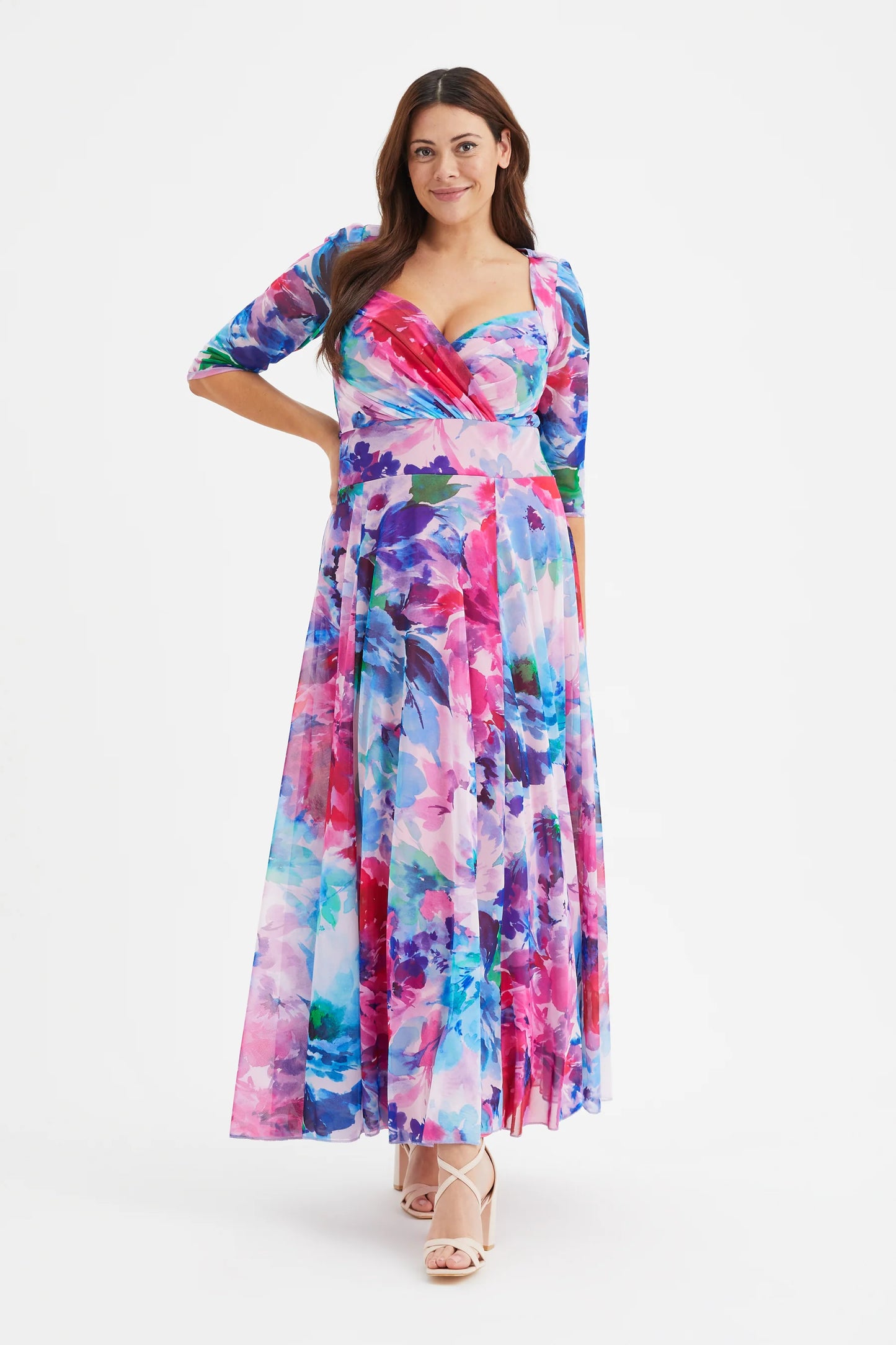 Scarlett & Jo Elizabeth Blue Pink Maxi Dress