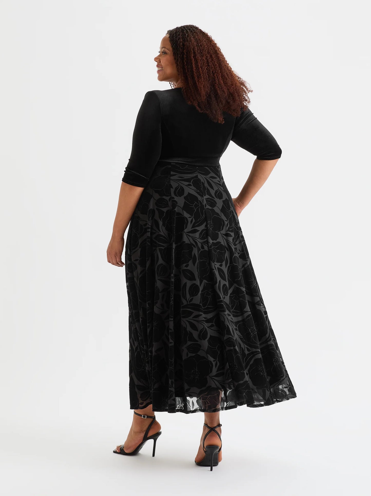 Scarlett & Jo Black Velvet 2 in 1 With Flock Skirt