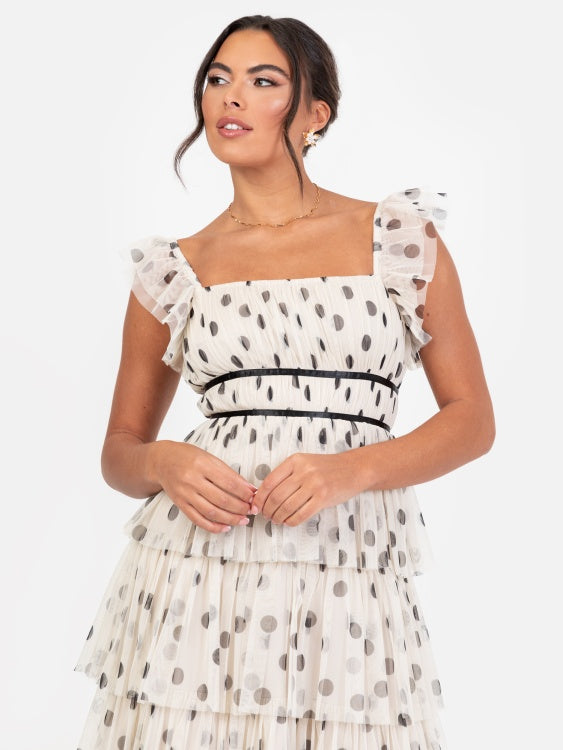 Anaya Polka Dot Tiered Midaxi Dress