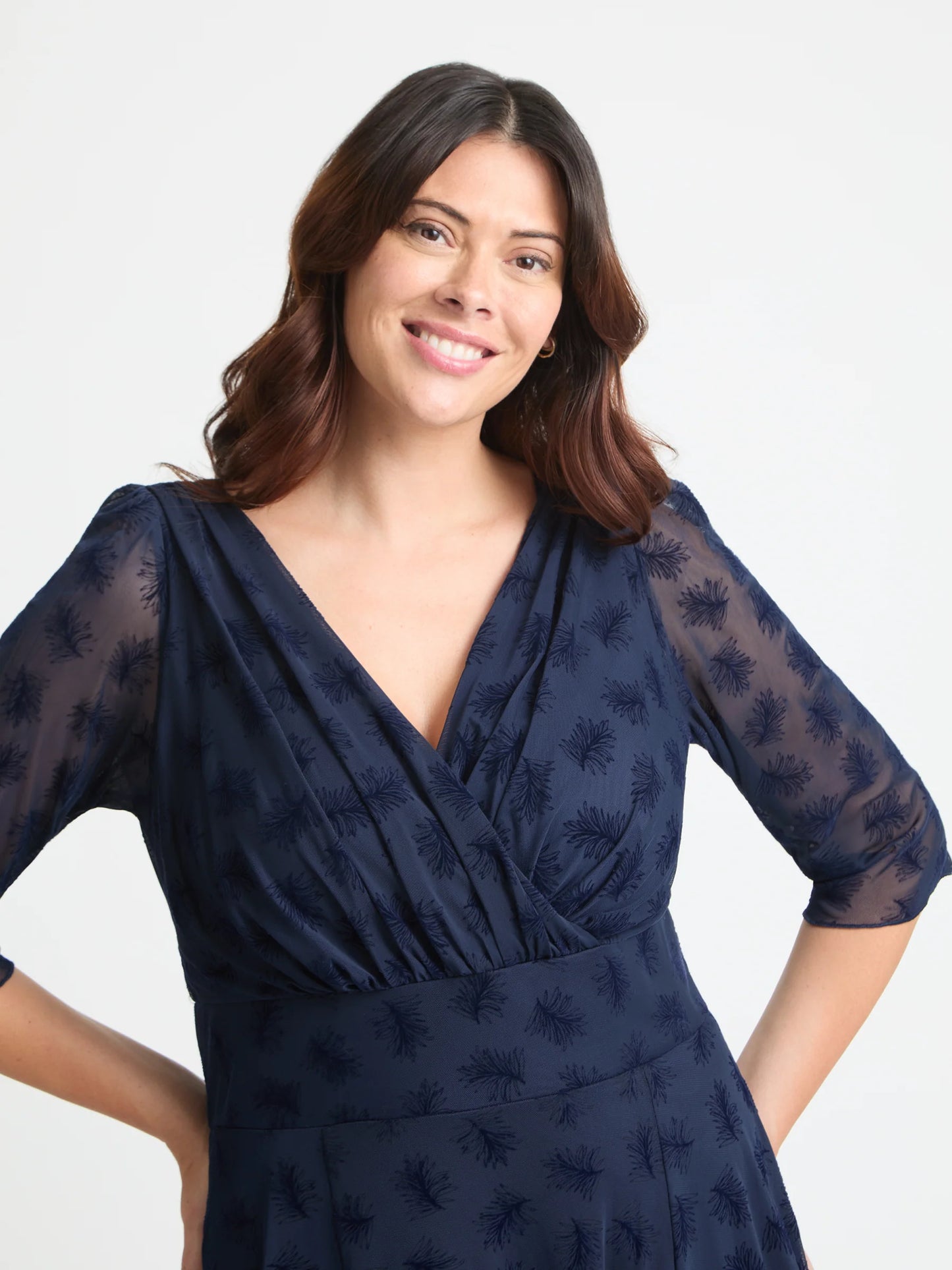 Scarlett & Jo Verity Dark Navy Flower Velvet Flock Maxi Dress