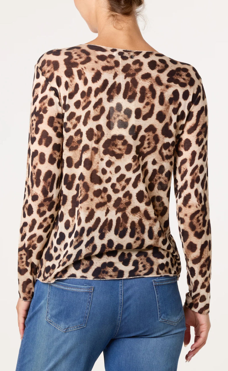 Cashmere Blend Leopard Print Top