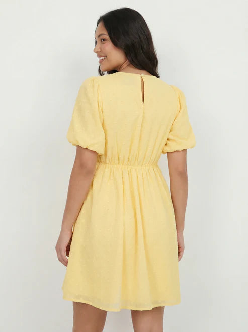 Lovedrobe Lemon Scalloped Starfish Button Mini Dress
