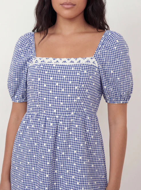 Lovedrobe Blue Gingham And Polka Midaxi Dress