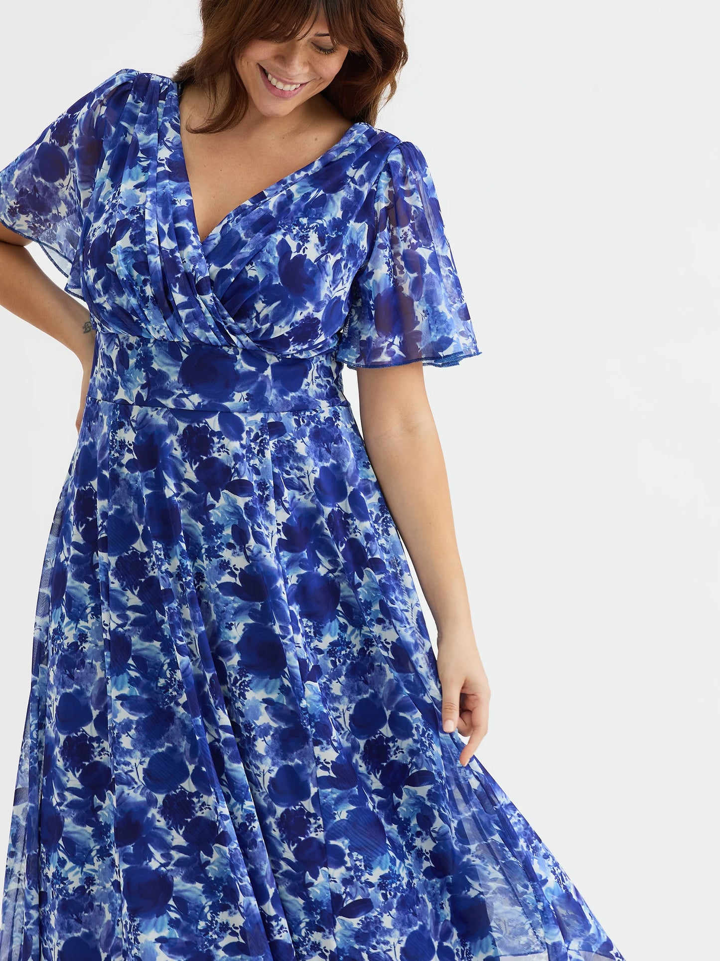 Scarlett & Jo Victoria Cobalt Blue Print Midi Dress