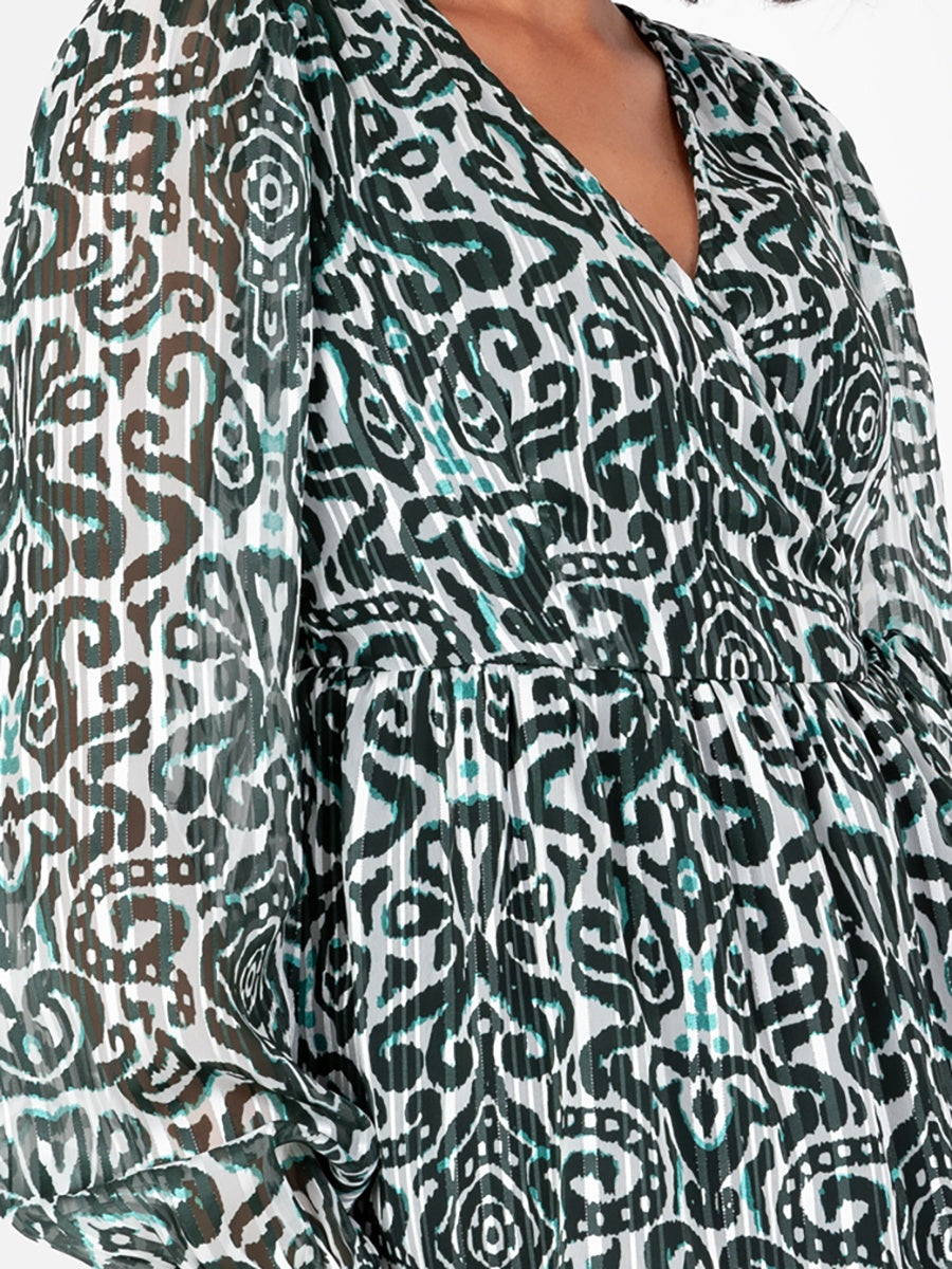 Lovedrobe Green Damask Print Top