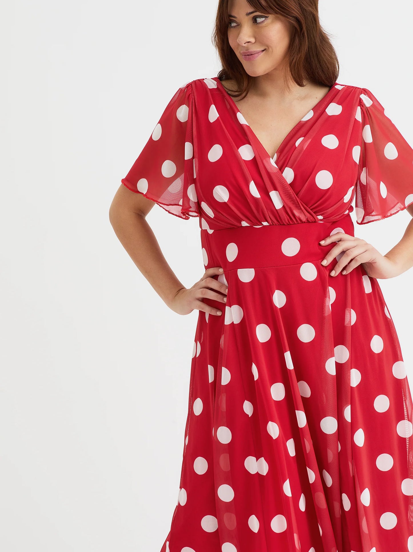 Scarlett & Jo Victoria Red Spot Midi Dress