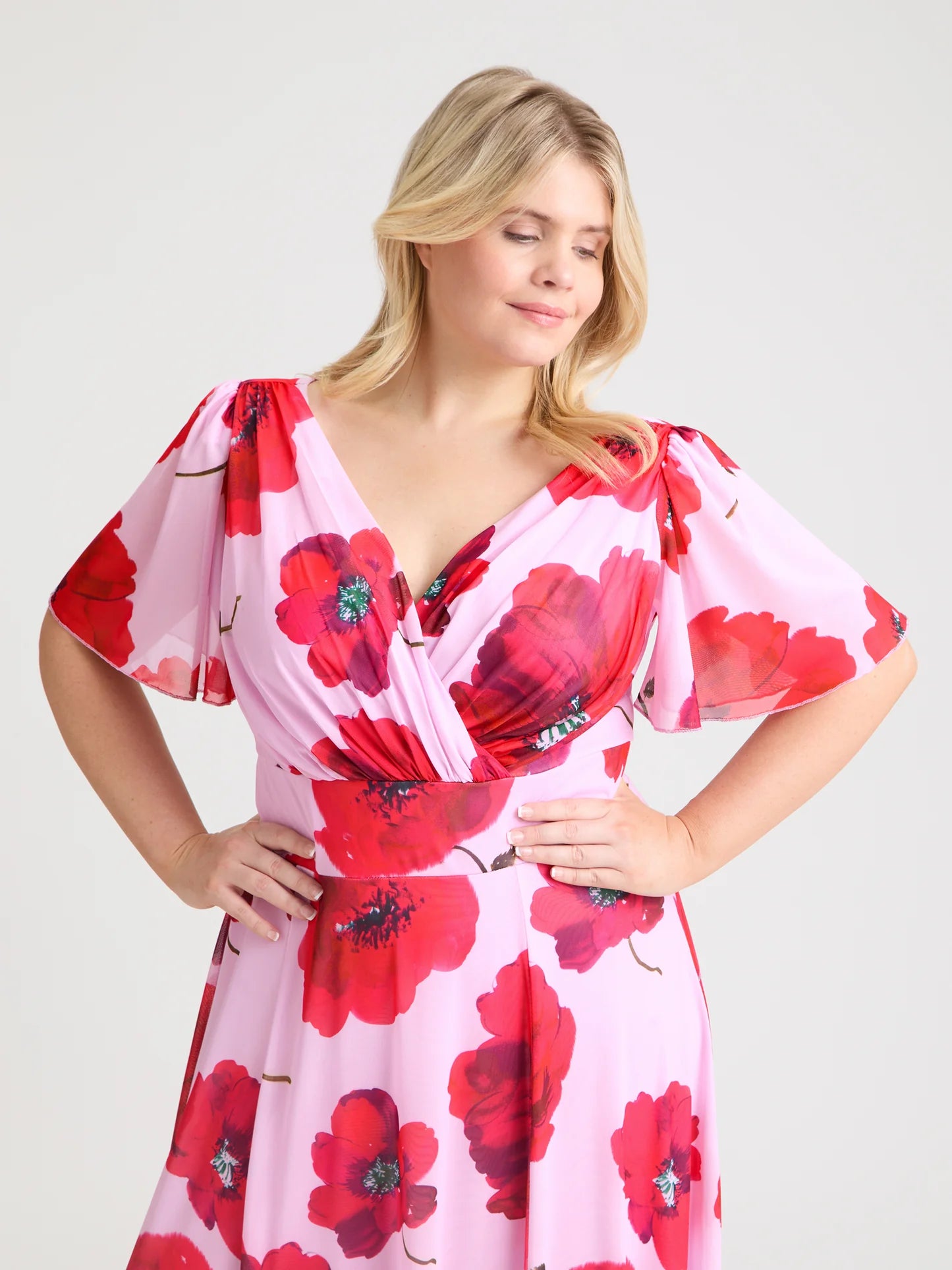 Scarlett & Jo Isabelle Pink Red Poppy Maxi Dress