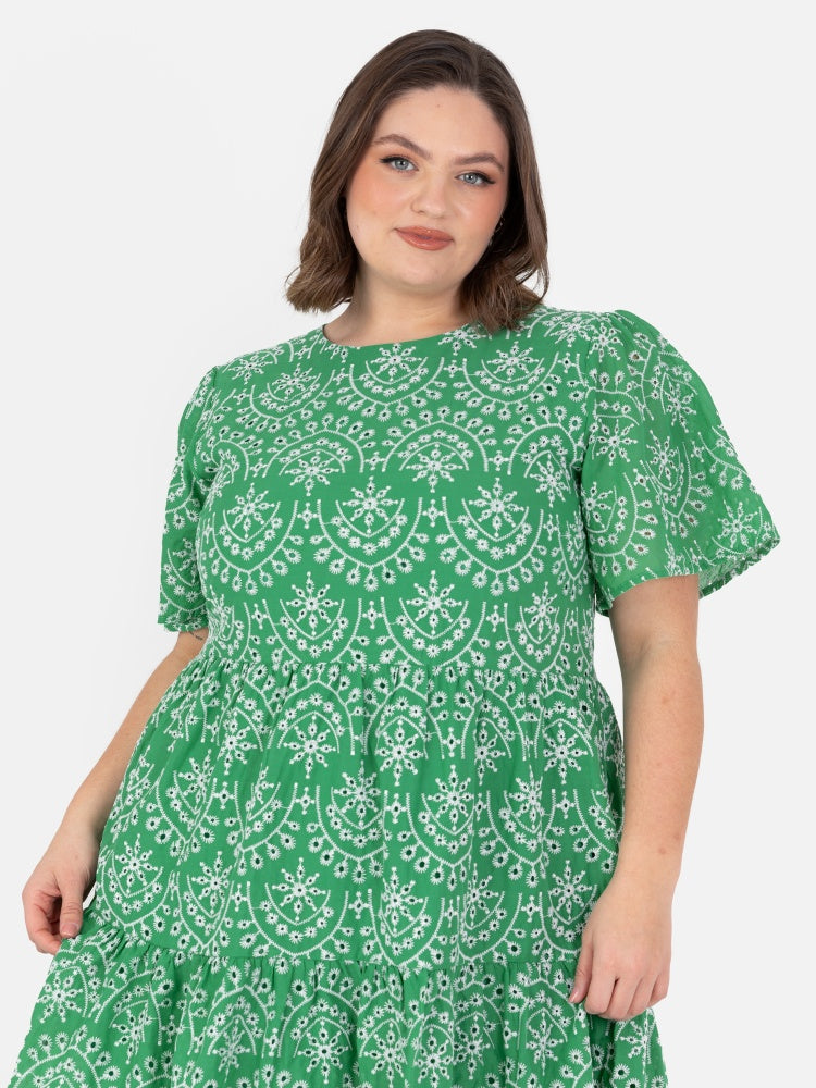 Lovedrobe Green Tie Back Smock Mini Dress