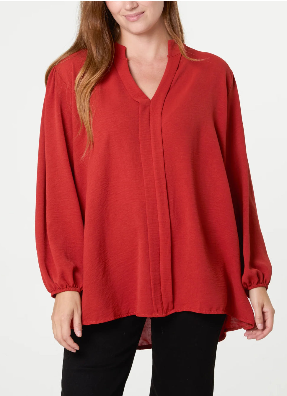 Grandad Collar Long Seeve Blouse