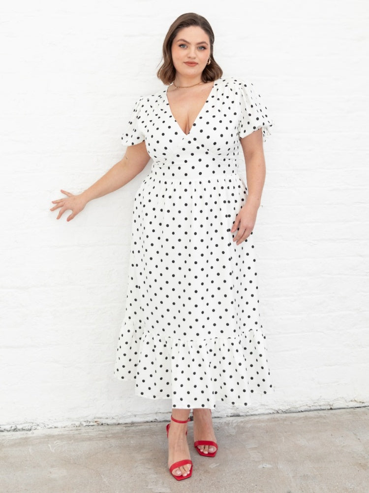 Lovedrobe Polka Dot Cut Out Back Midi Dress