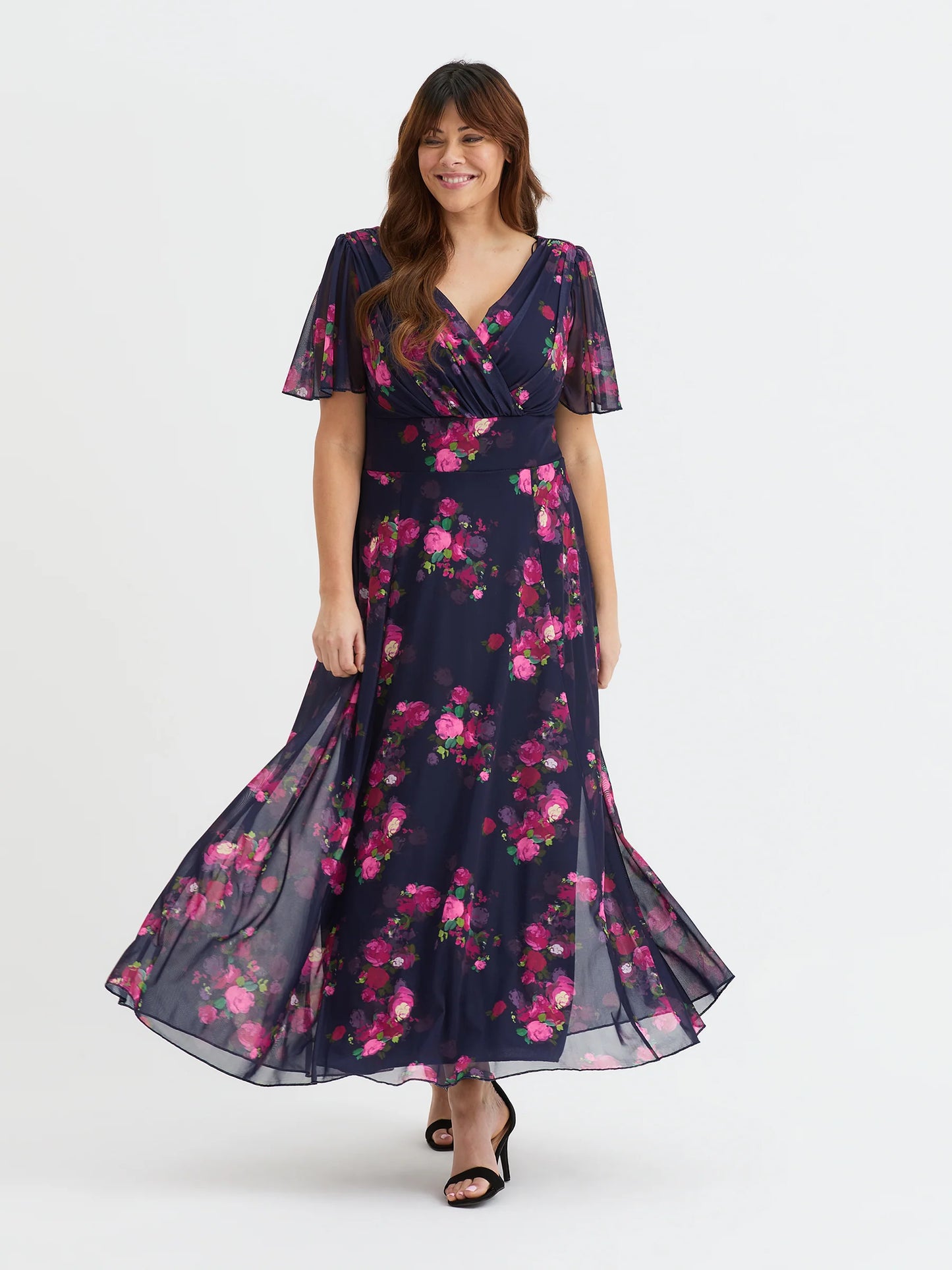 Scarlett & Jo Isabelle Navy Pink Mulberry Maxi Dress