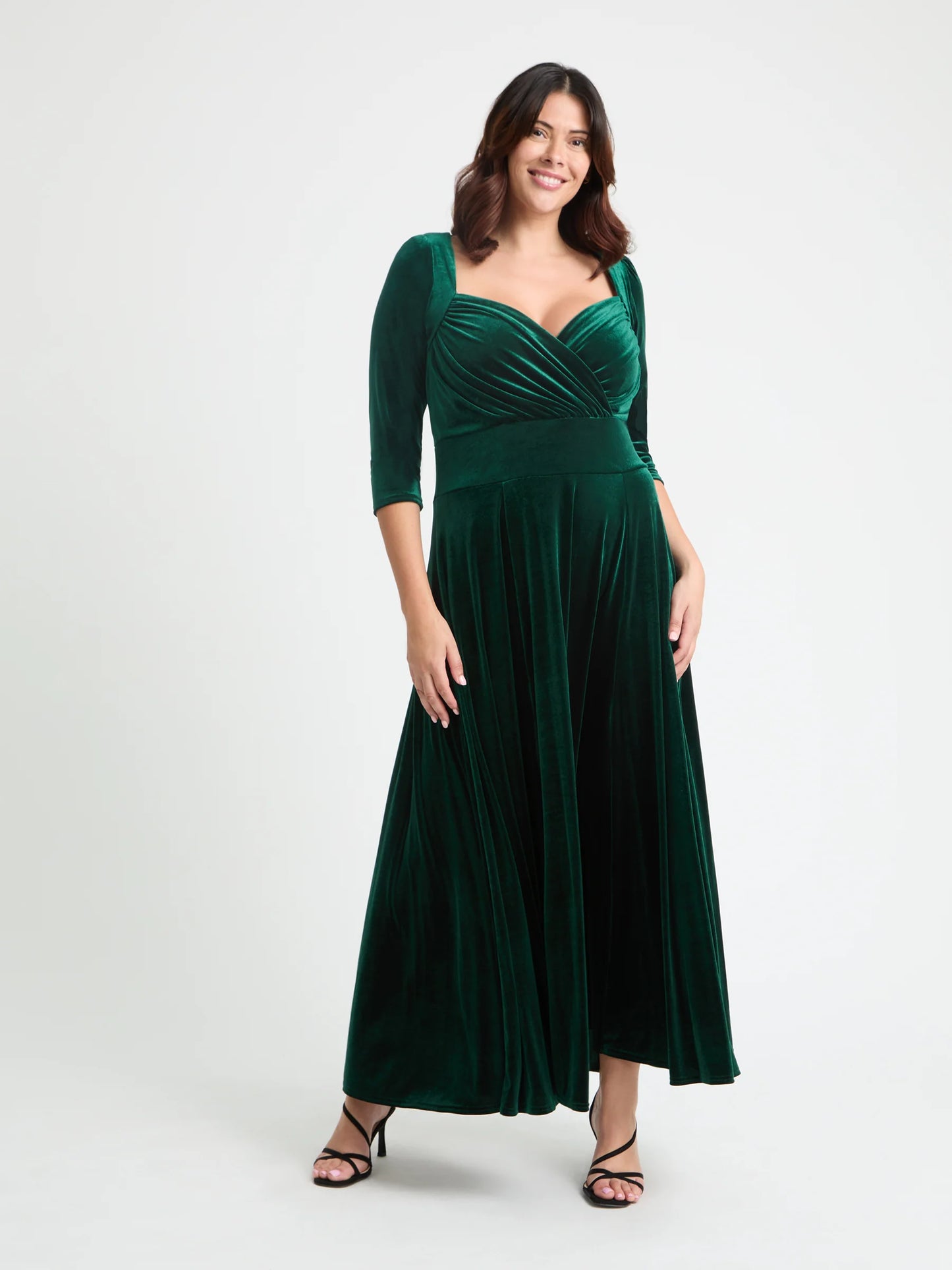 Scarlett & Jo Elizabeth Dark Green Velvet Maxi Dress
