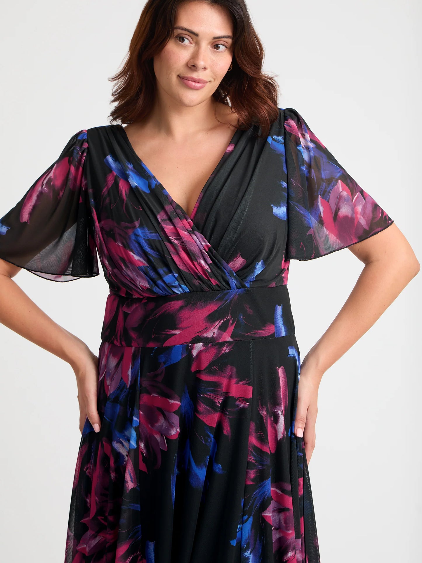 Scarlett & Jo Isabelle Black Pink Cobalt Maxi Dress