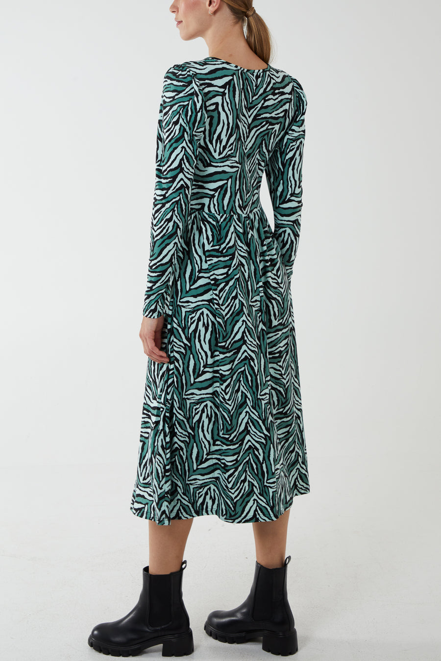 Twist Front Zebra Midi Dress