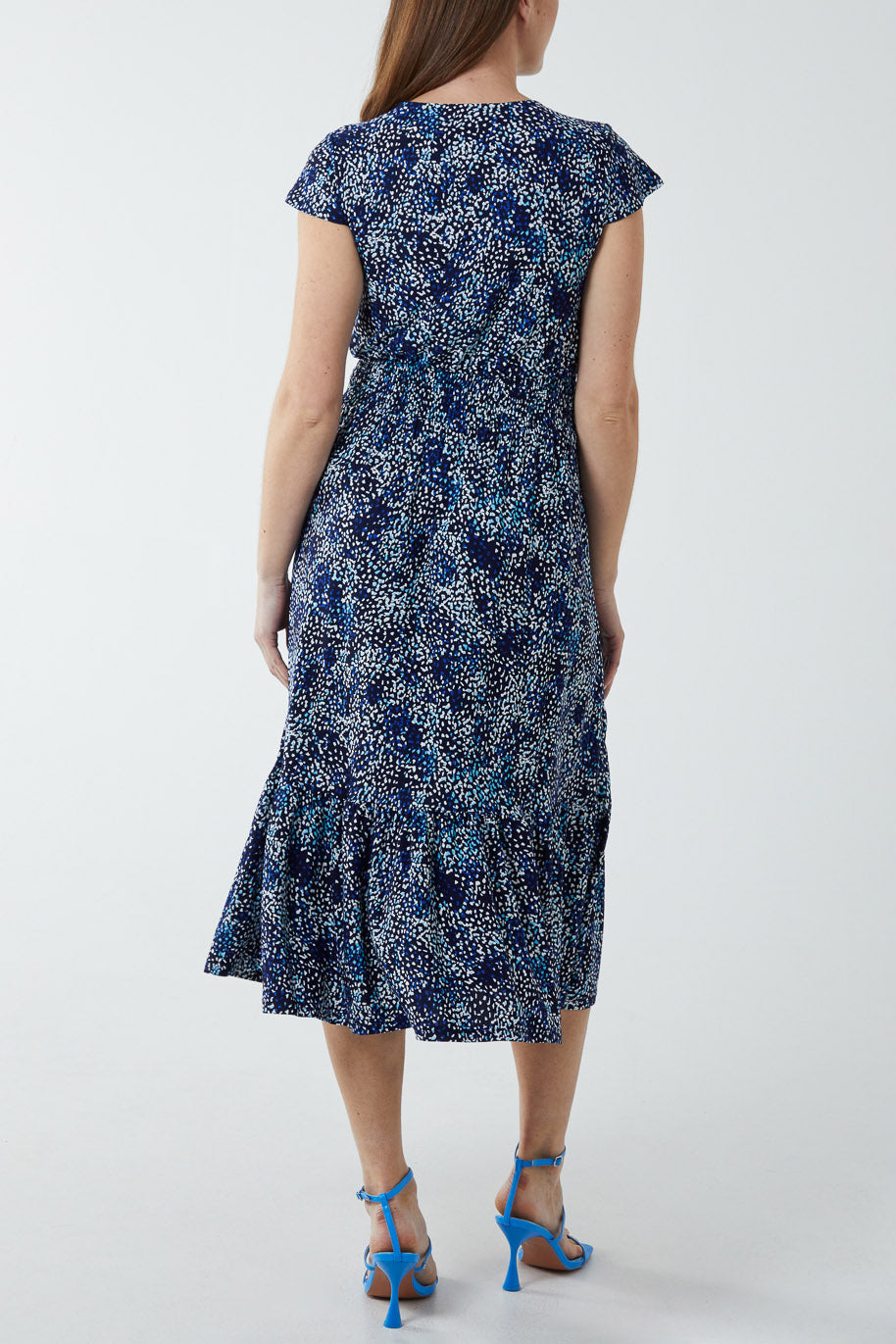 Button Down Pattern Midi Dress