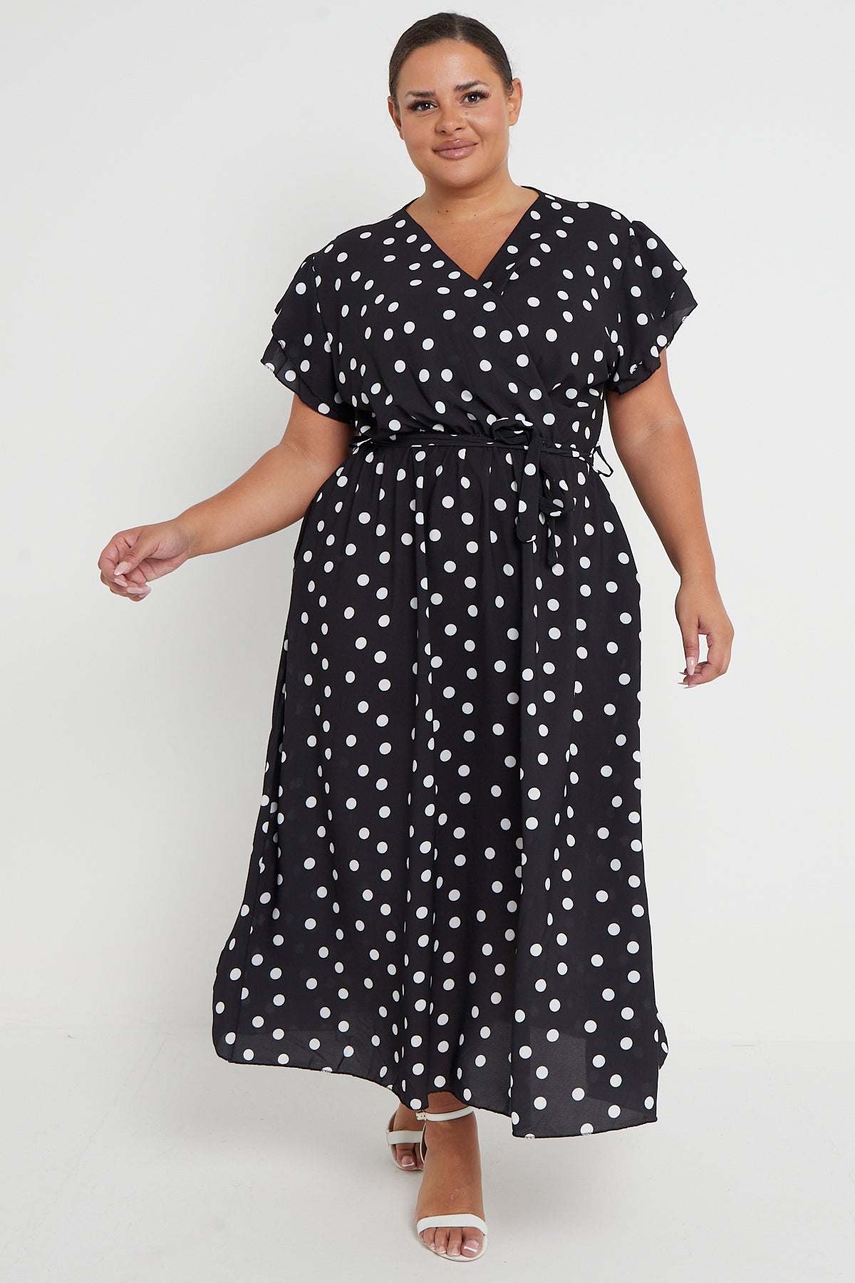 Wrap Maxi Dress With Frill Sleeve