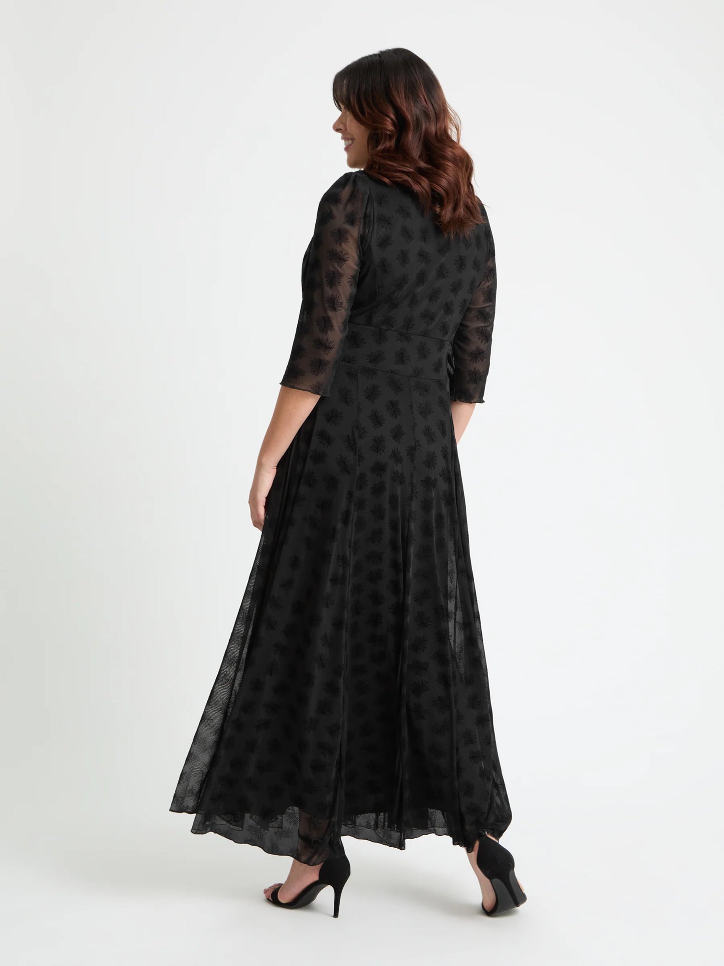 Scarlett & Jo Verity Black Flower Velvet Flock Maxi Dress