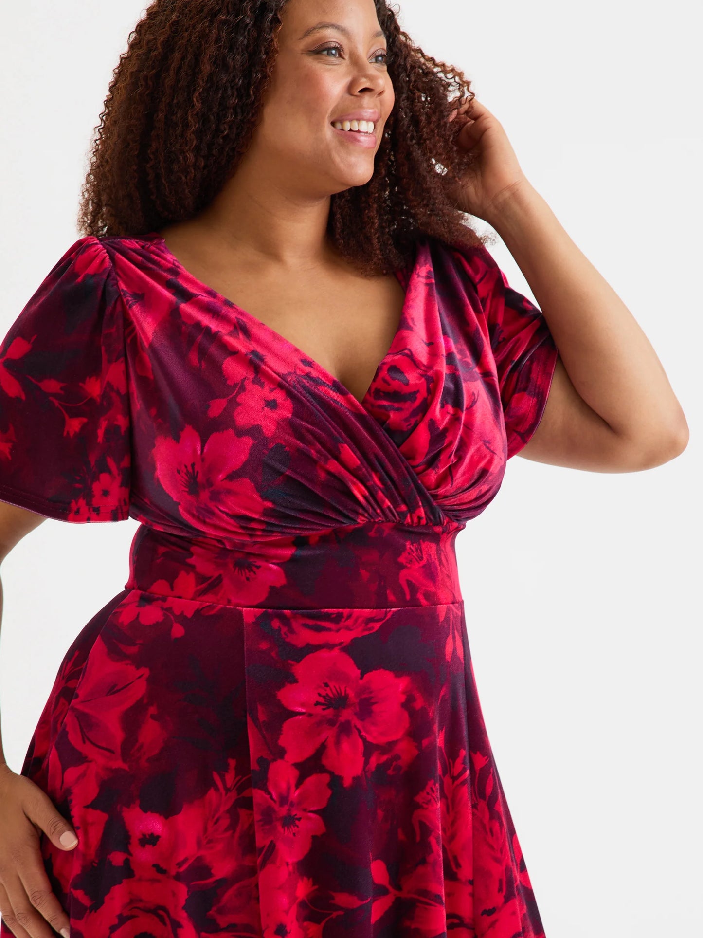 Scarlett & Jo Isabelle Wine Red Velvet Maxi Dress