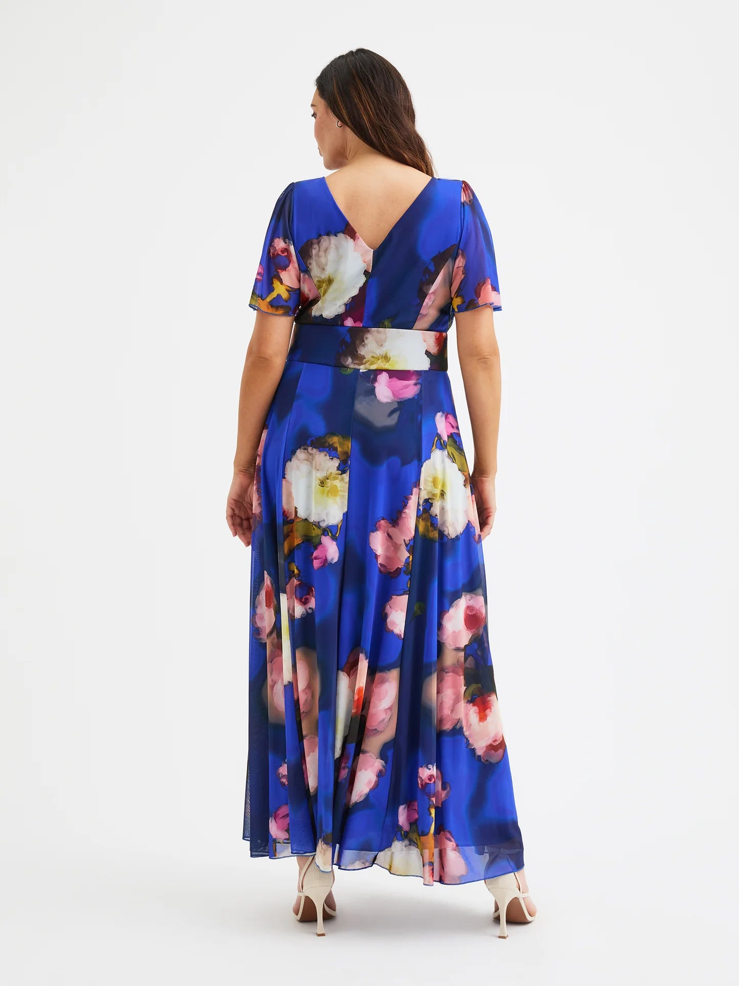 Scarlett & Jo Isabelle Cobalt Blue Floral Angel Sleeve Dress