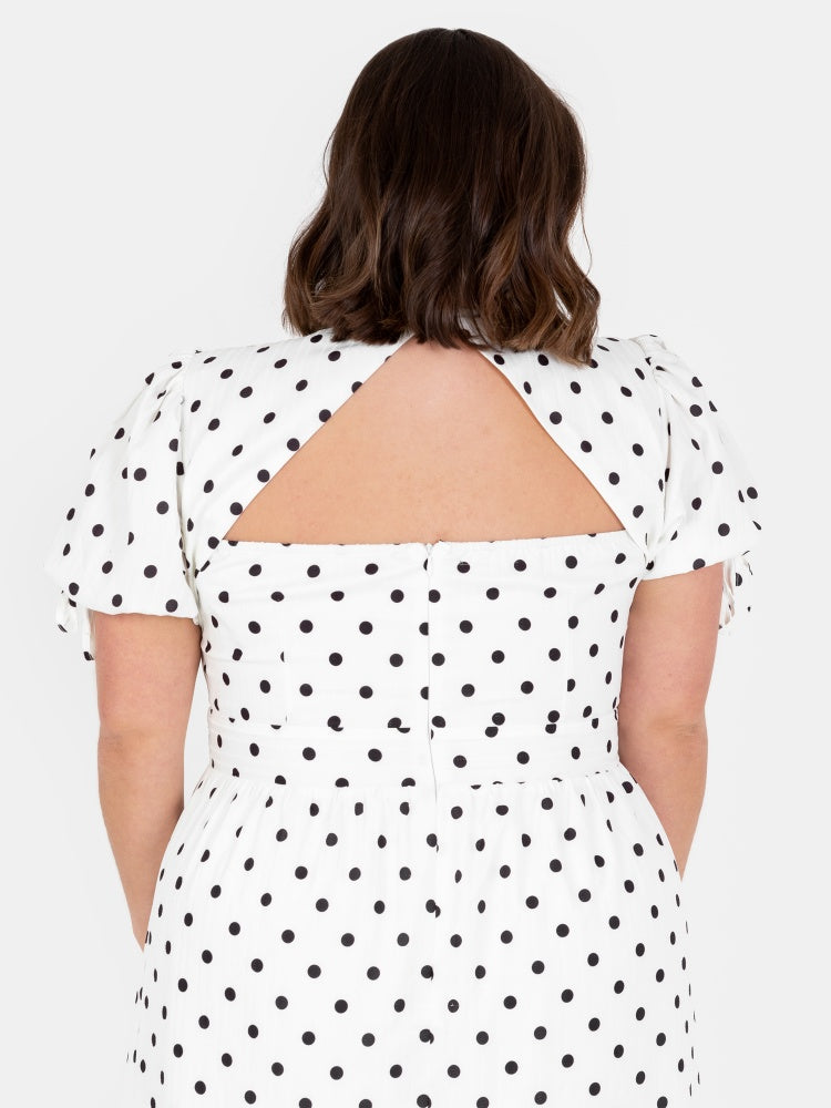 Lovedrobe Polka Dot Cut Out Back Midi Dress