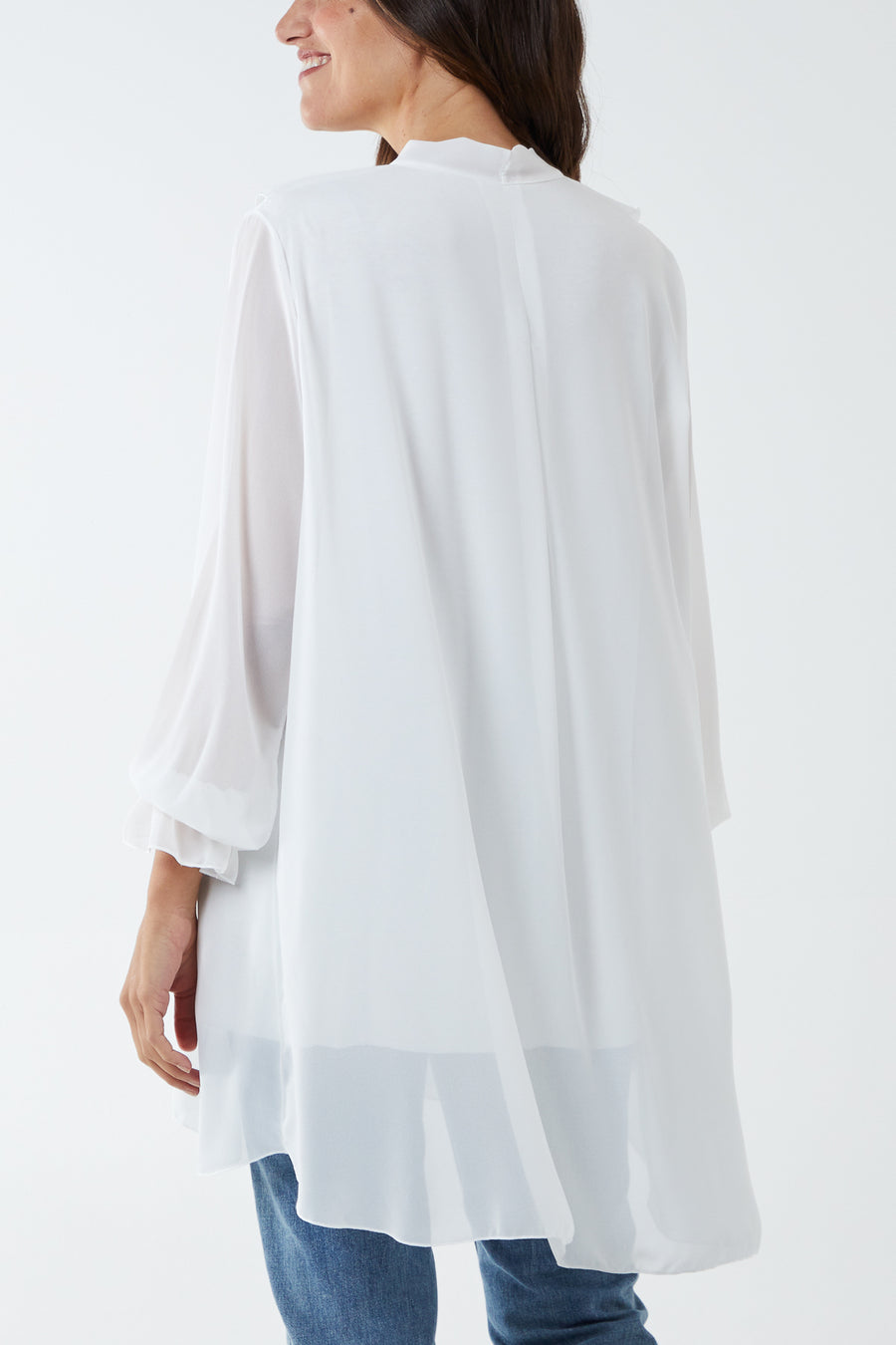 Ruffle Detail High Low Blouse