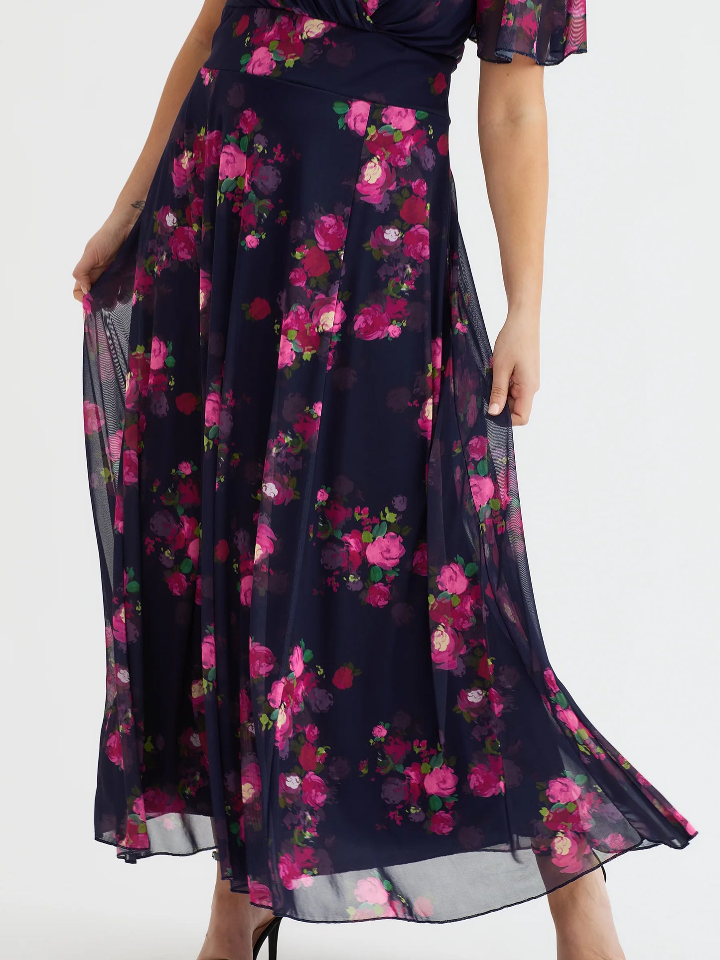 Scarlett & Jo Isabelle Navy Pink Mulberry Maxi Dress