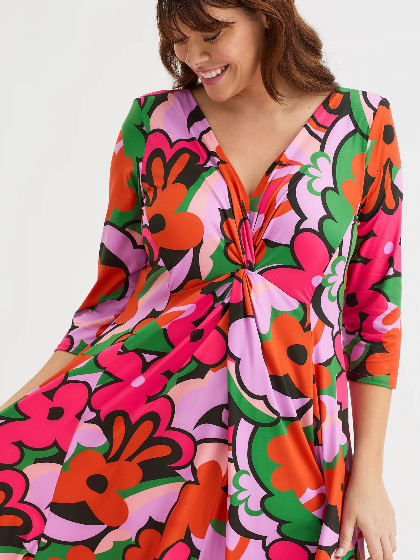 Scarlett & Jo Claudia Pucci Print Jersey Knot Front Dress