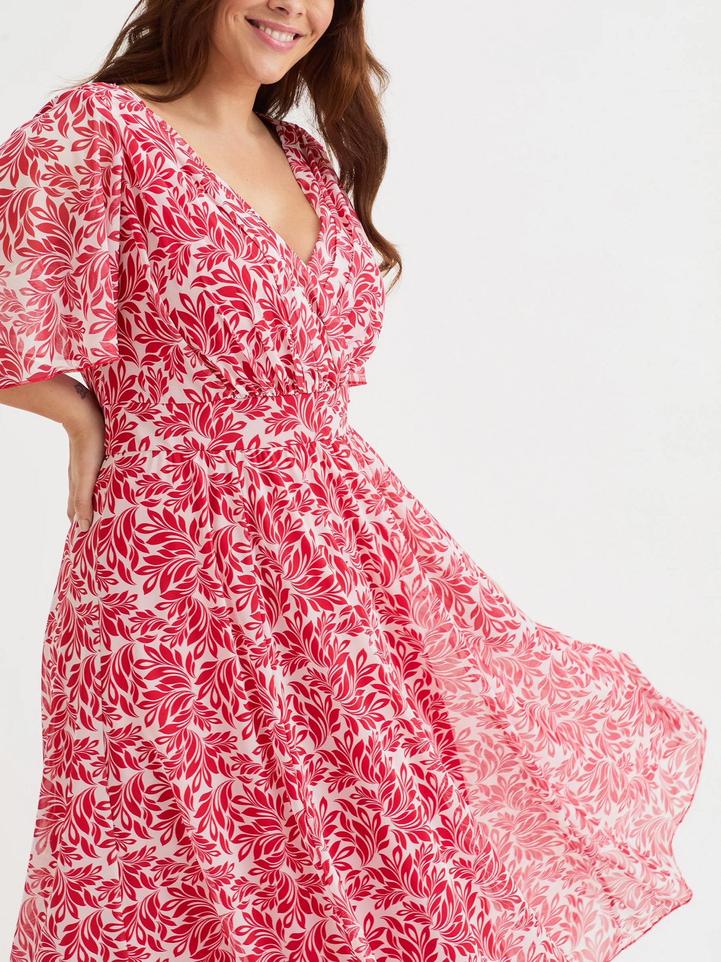 Scarlett & Jo Julie Red Batique Hanky Hem Dress