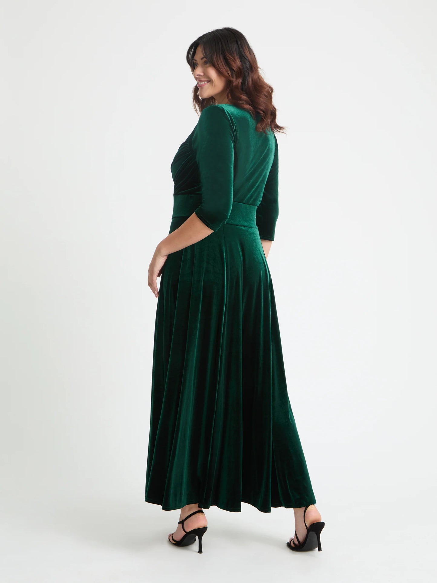Scarlett & Jo Elizabeth Dark Green Velvet Maxi Dress
