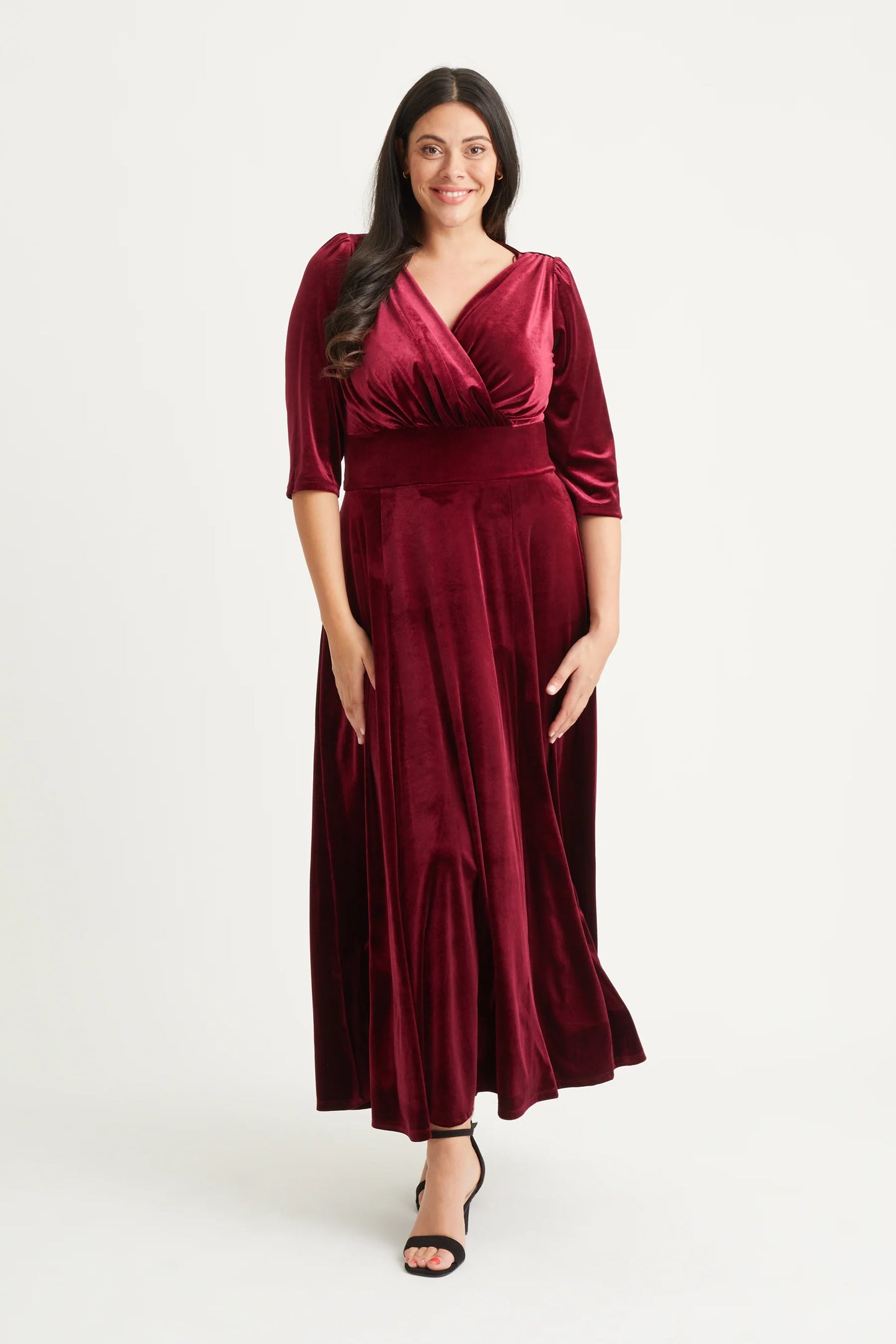 Scarlett & Jo Verity Velvet Claret Maxi Dress