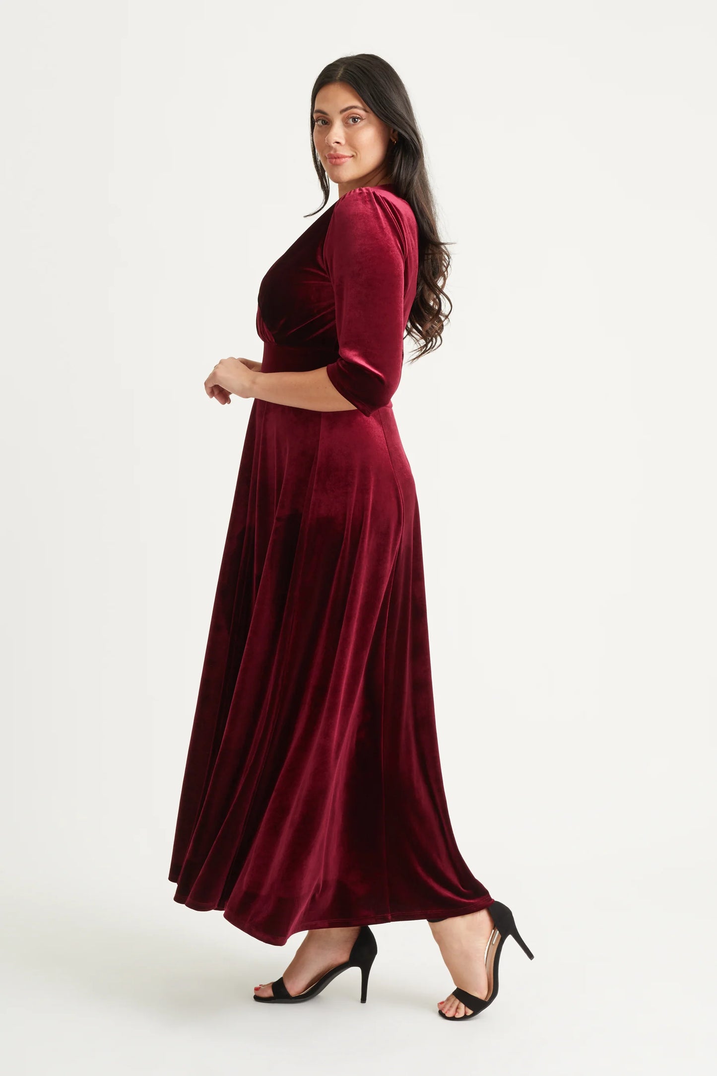 Scarlett & Jo Verity Velvet Claret Maxi Dress