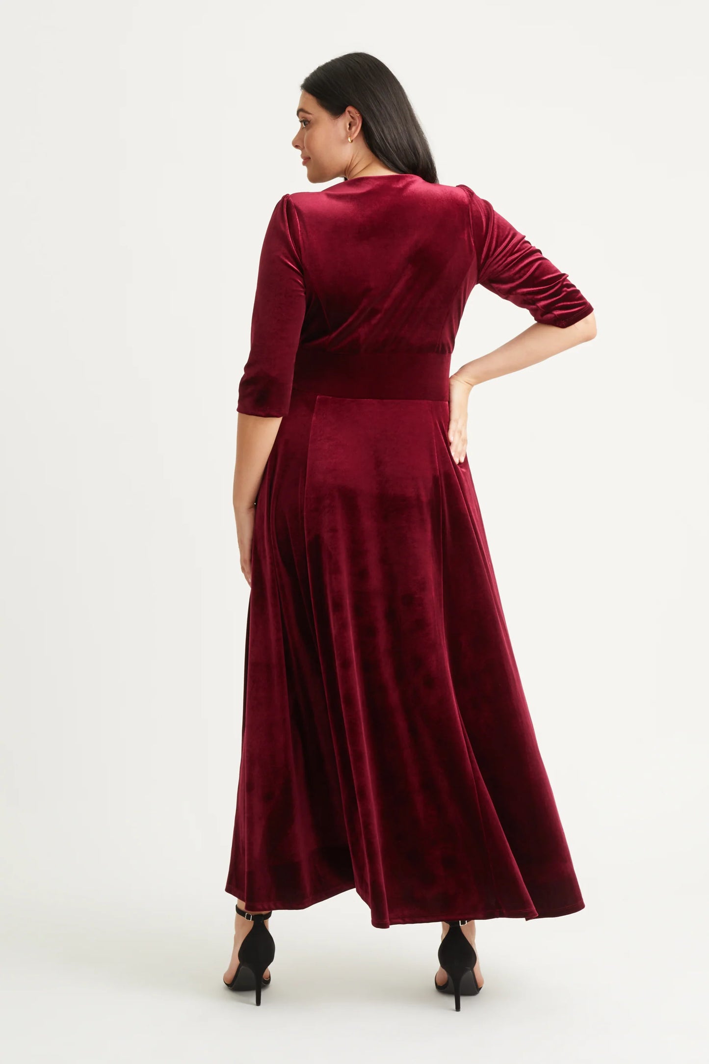 Scarlett & Jo Verity Velvet Claret Maxi Dress