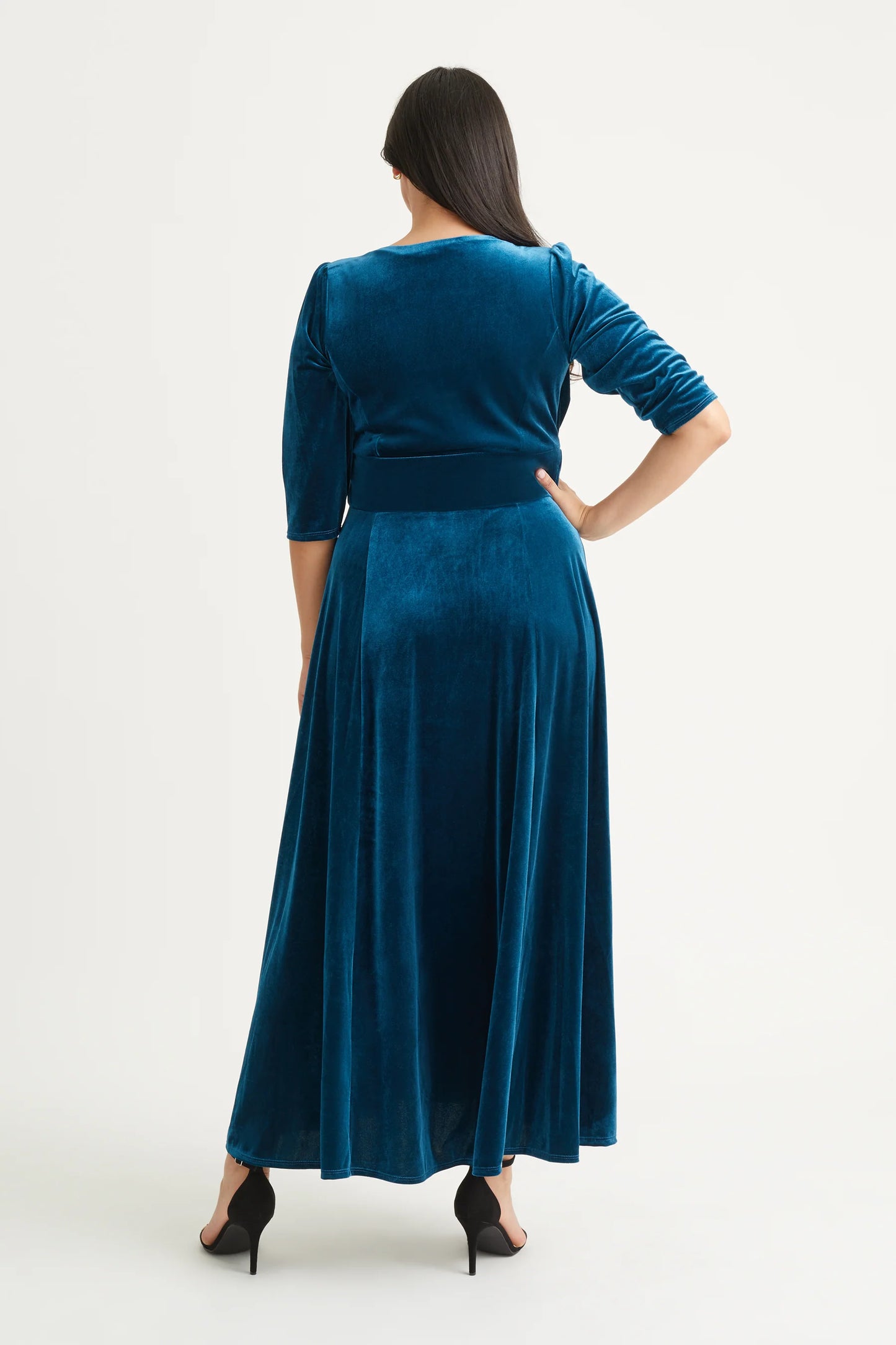 Scarlett & Jo Verity Teal Velvet Maxi Dress