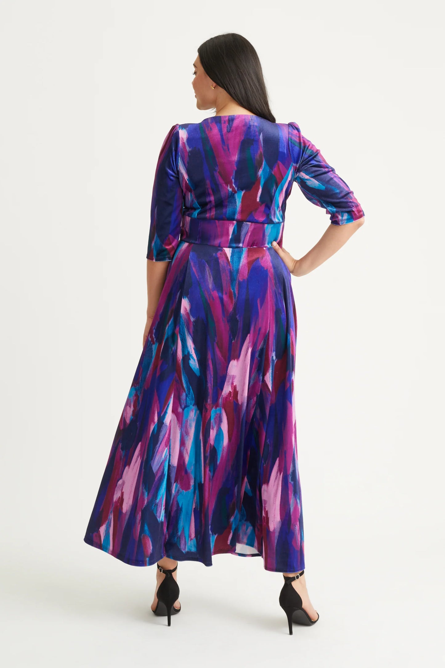 Scarlett & Jo Verity Velvet Indigo Magenta Maxi Dress
