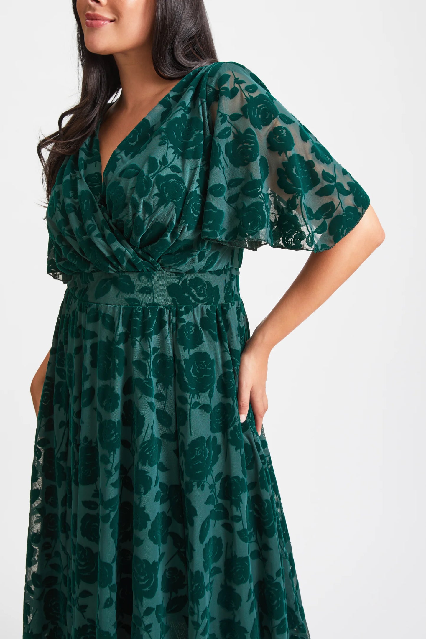 Scarlett & Jo Julie Green Velvet Hank Hem Dress