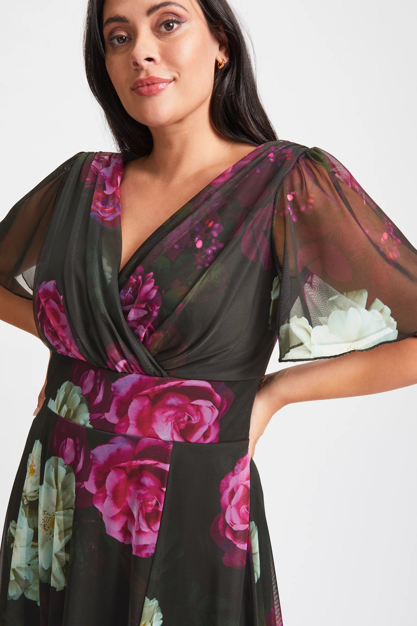 Scarlett & Jo Isabelle Black Fuchsia Maxi Dress