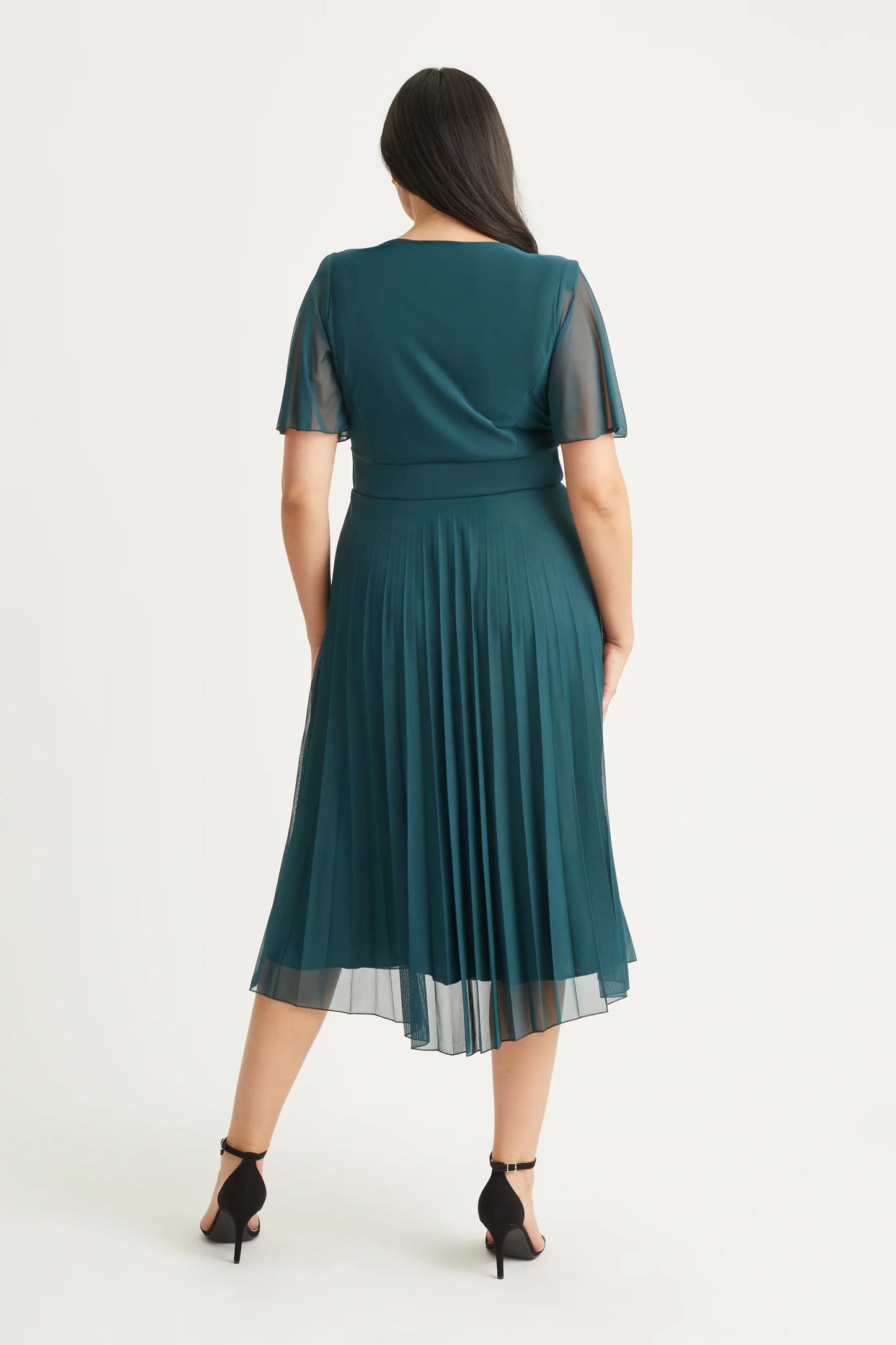 Scarlett & Jo Carole Green Pleated Midi Dress